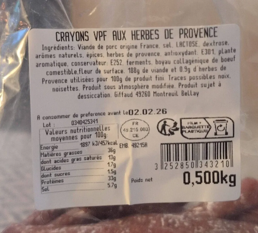 Saucissons crayons aux herbes
