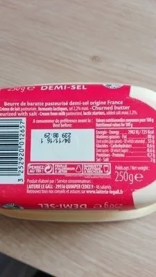 Le Gall, Beurre de baratte demi sel, le beurrier de 250 g