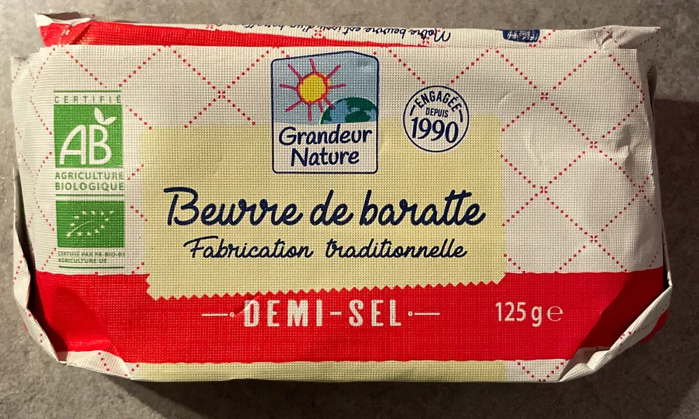 Beurre de baratte biologique