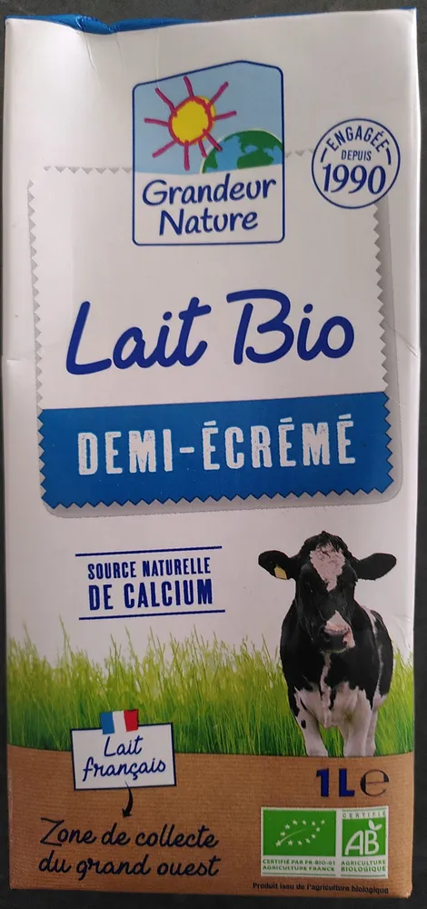 Lait bio demi écrémé