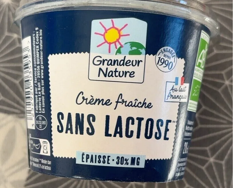 Crème fraîche sans lactose
