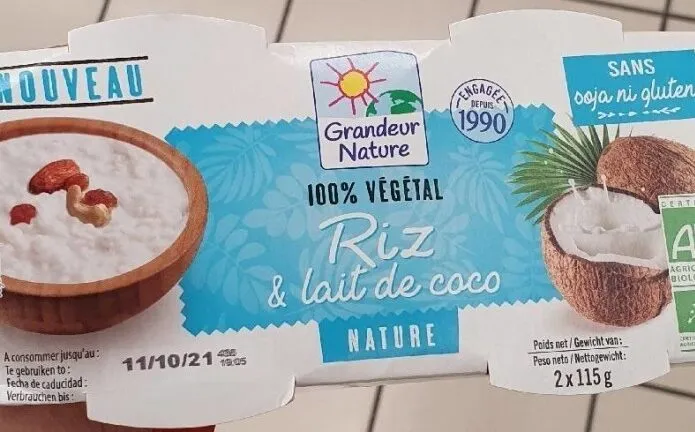 100% végétal riz au lait de coco