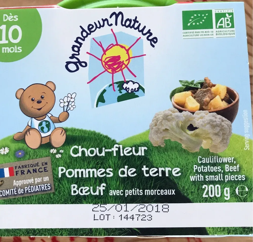 Chou-fleur Pommes de terre Bœuf avec petits morceaux
