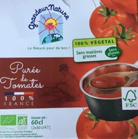 Purée de tomates, issu de l'agriculture biologqiue, prête à consommer