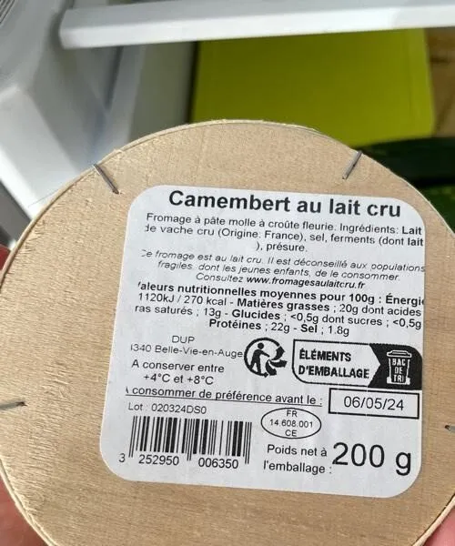 Camembert lait cru
