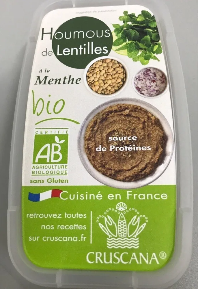 Houmous de lentilles a le menthe Bio
