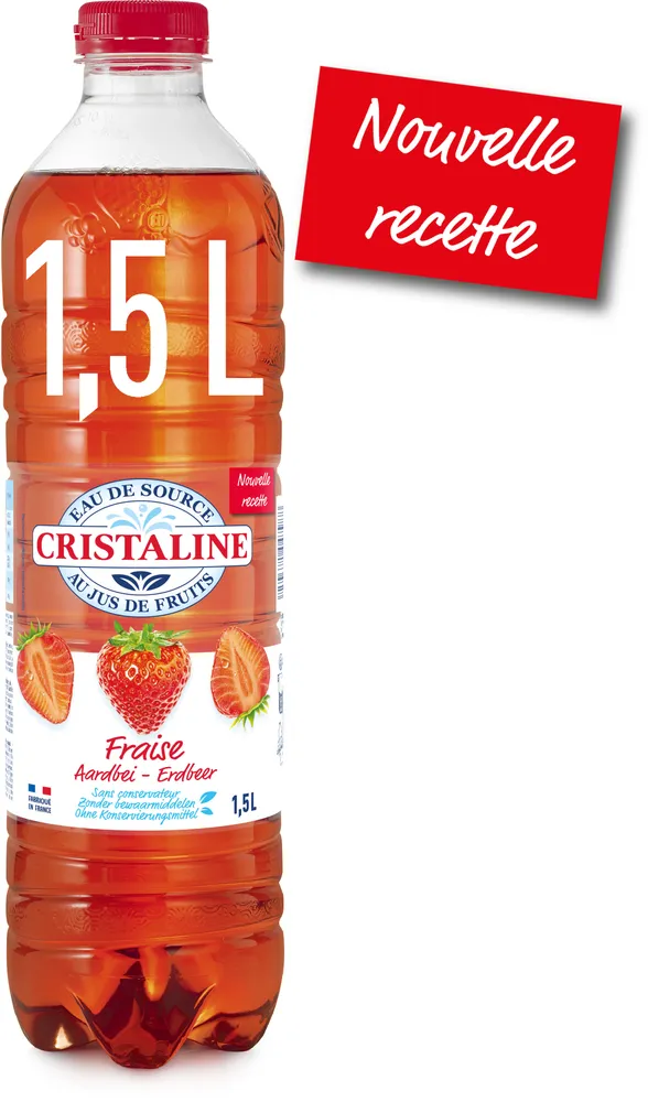 CRISTALINE Eau de Source au jus de fruits FRAISE 1.5L