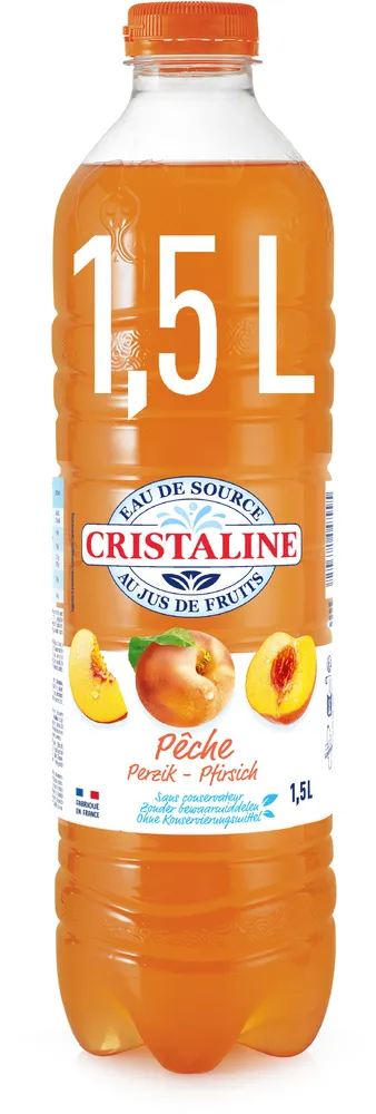 CRISTALINE Eau de Source au jus de fruits PECHE 1.5L