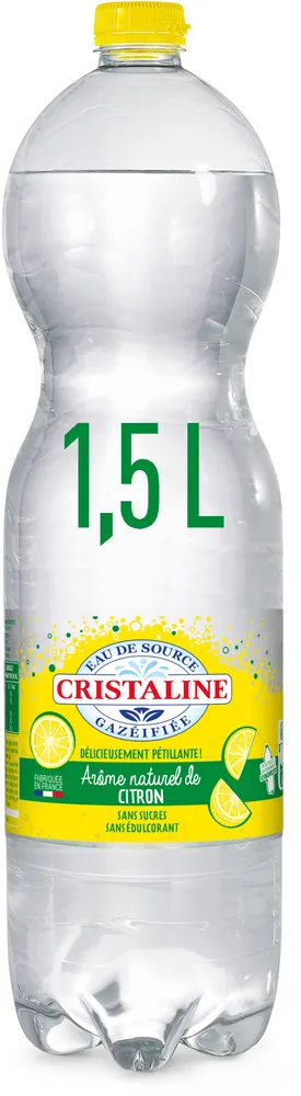 CRISTALINE Eau De Source Pétillante Aromatisée Citron 1.5L