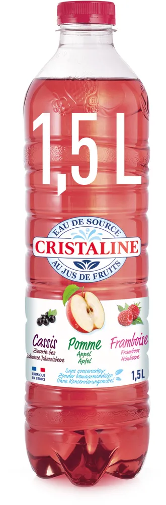 CRISTALINE Eau de Source au jus de fruits POMME CASSIS FRAMBOISE 1.5L