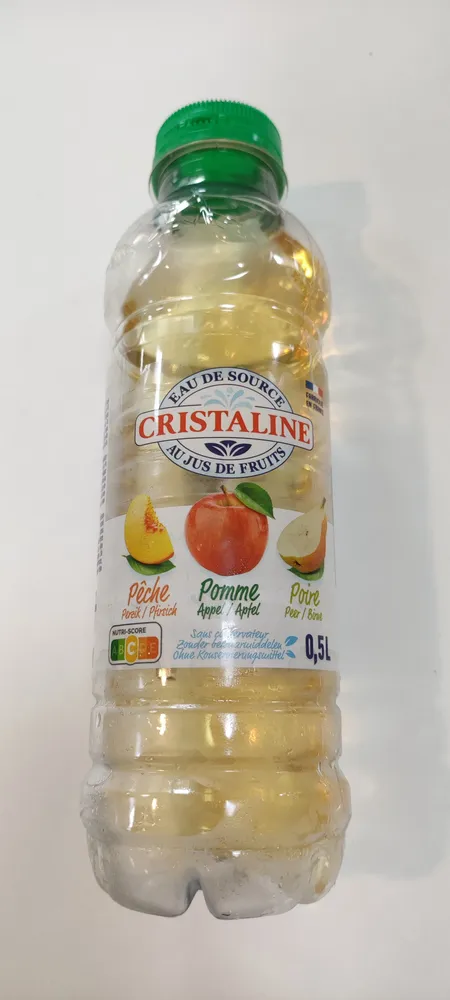CRISTALINE Eau de Source au jus de fruits PECHE POMME POIRE 50cl