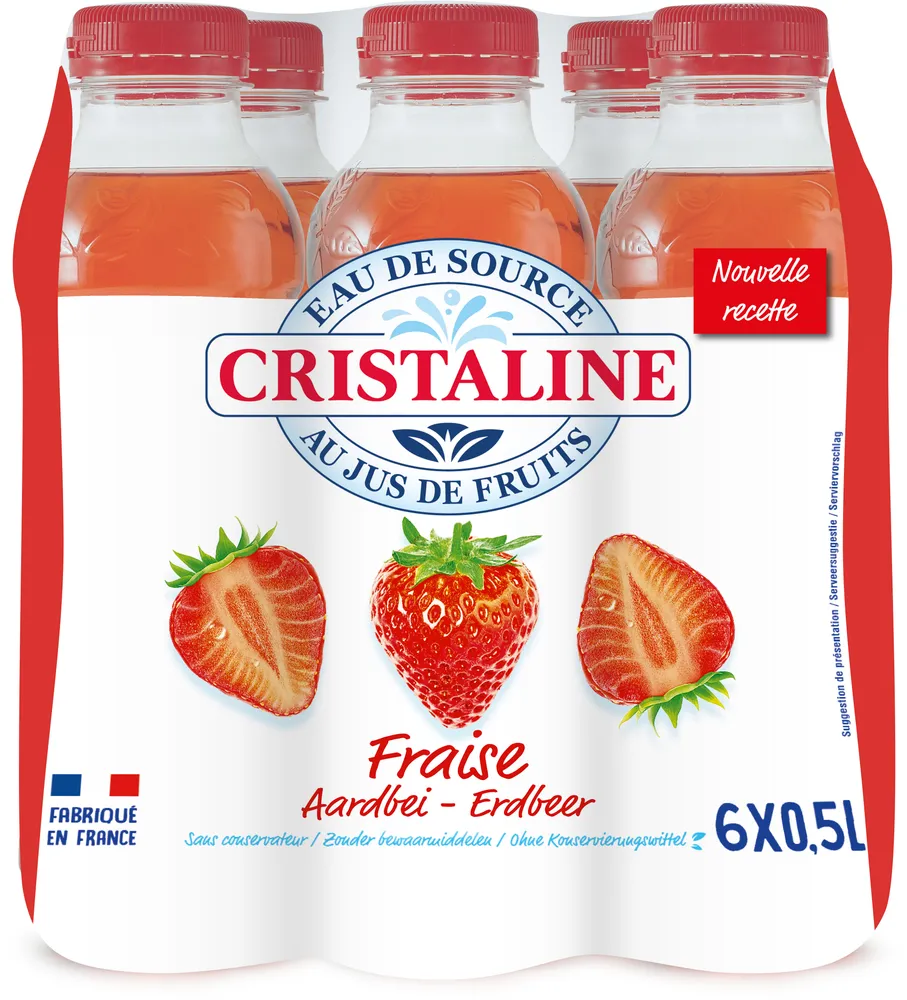 CRISTALINE Eau de Source au jus de fruits FRAISE 6x50cl