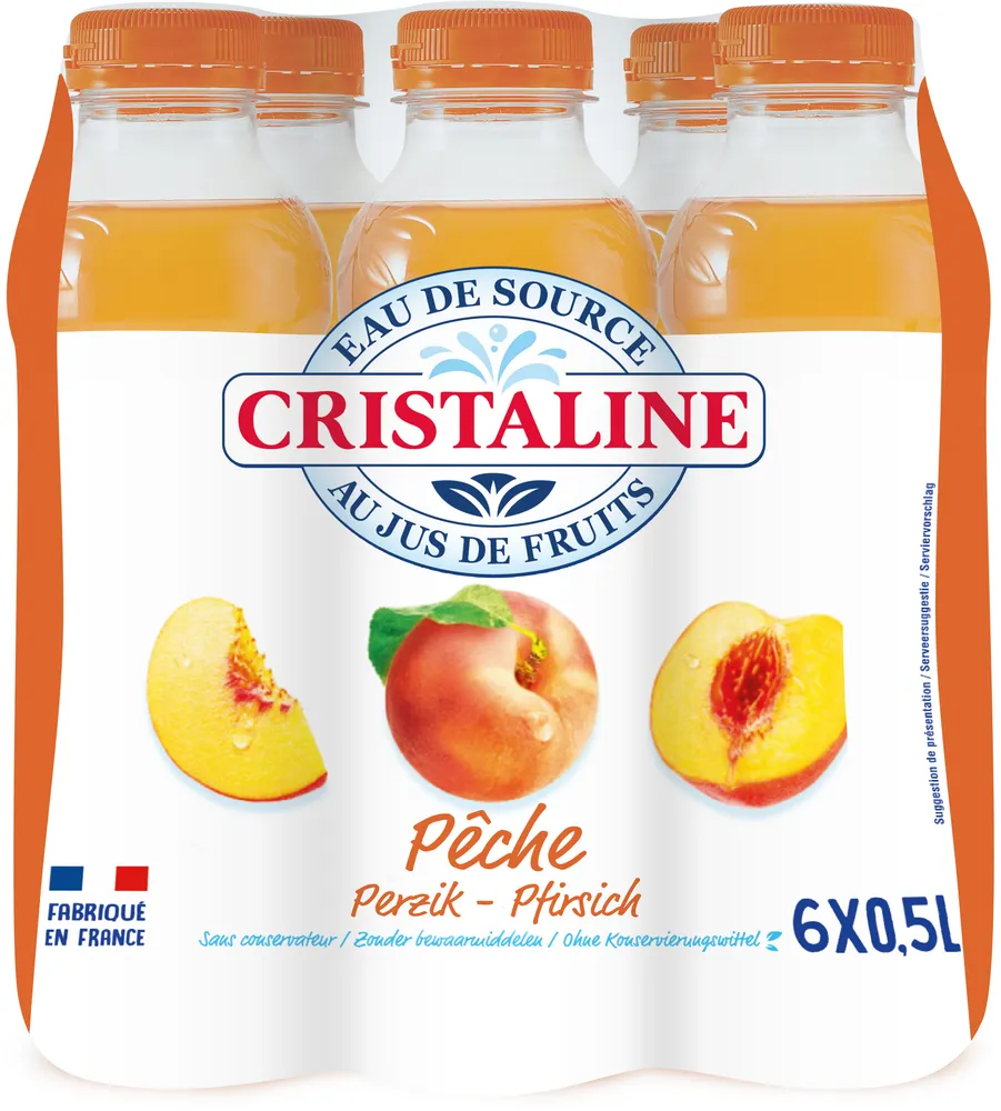 CRISTALINE Eau de Source au jus de fruits PECHE 6x50cl