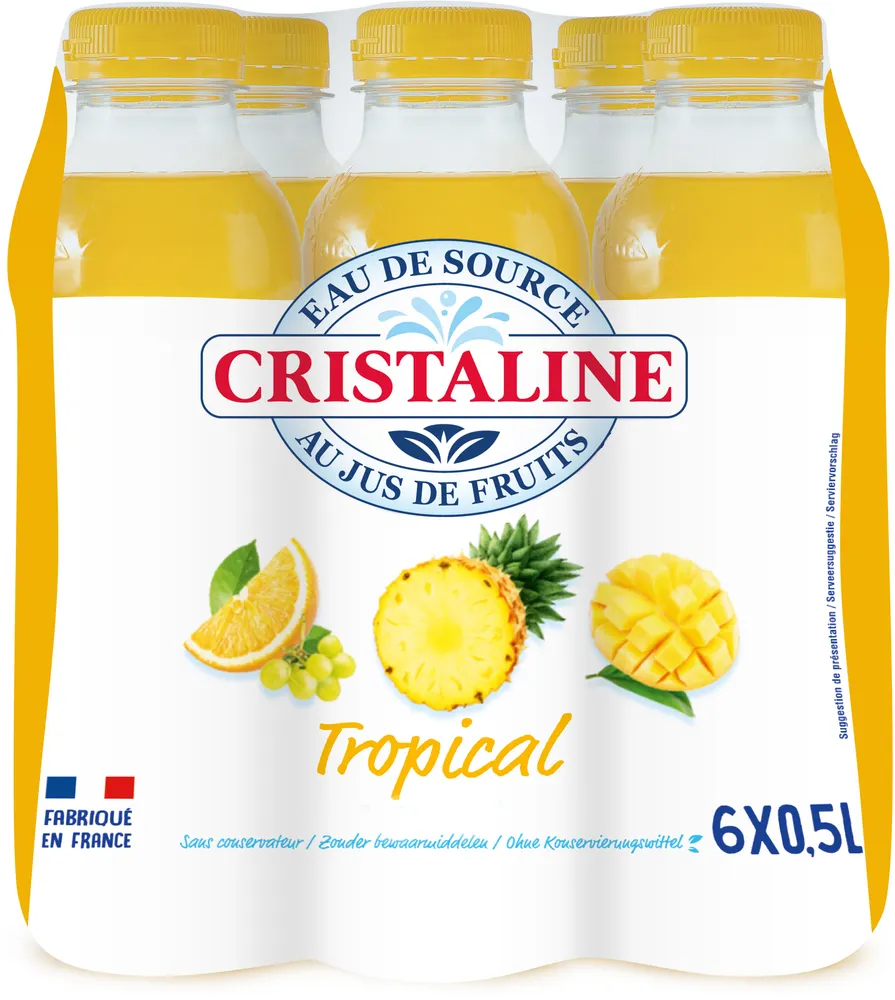 CRISTALINE Eau de Source au jus de fruits TROPICAL 6x50cl
