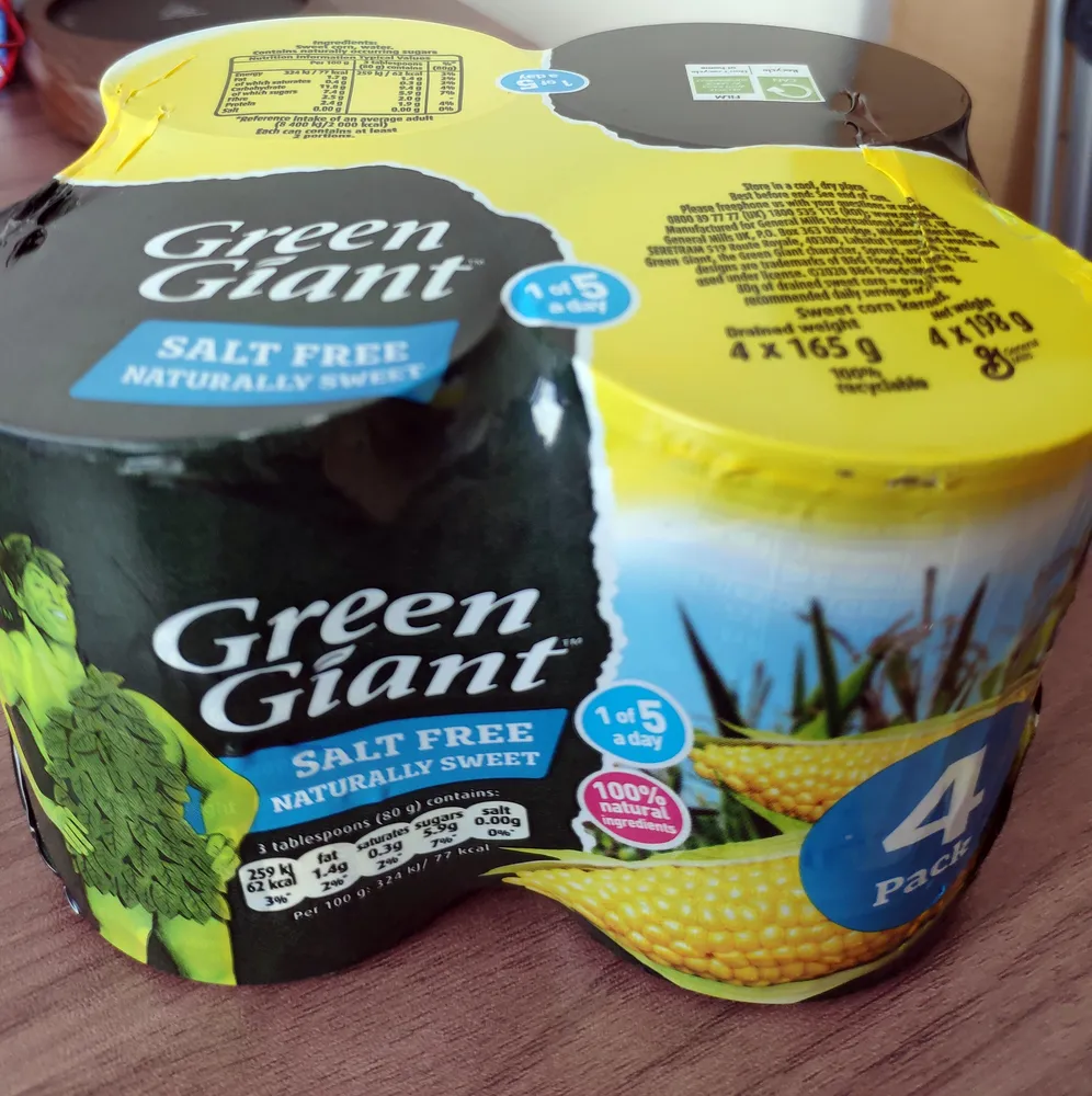 Salt free sweetcorn