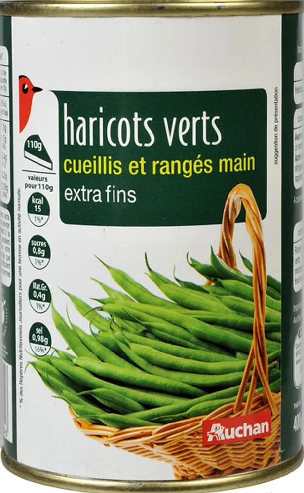 Haricots verts extra-fins cueillis et rangés main