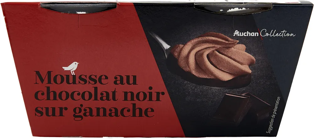 Mousse au chocolat noir sur ganache