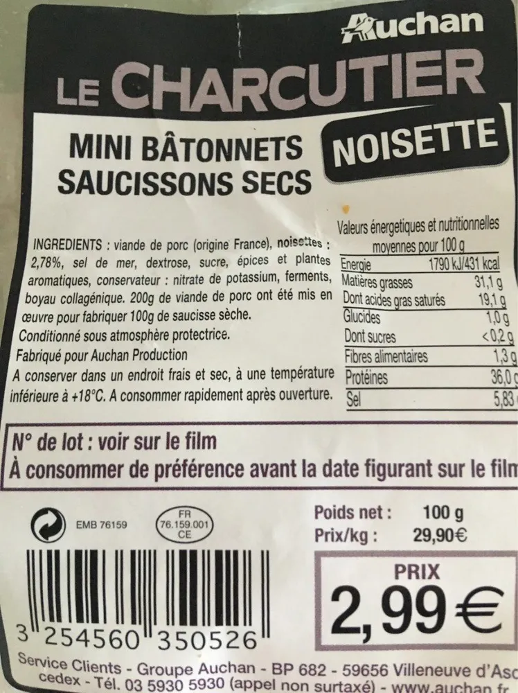 Mini batonnets Saucissons sec