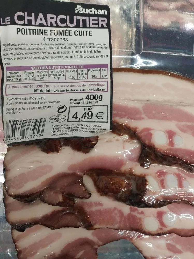 Le charcutier, poitrine fumée cuite