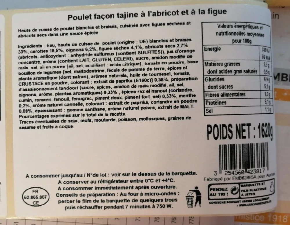 Poulet façon tajine à l'abricot et à la figue