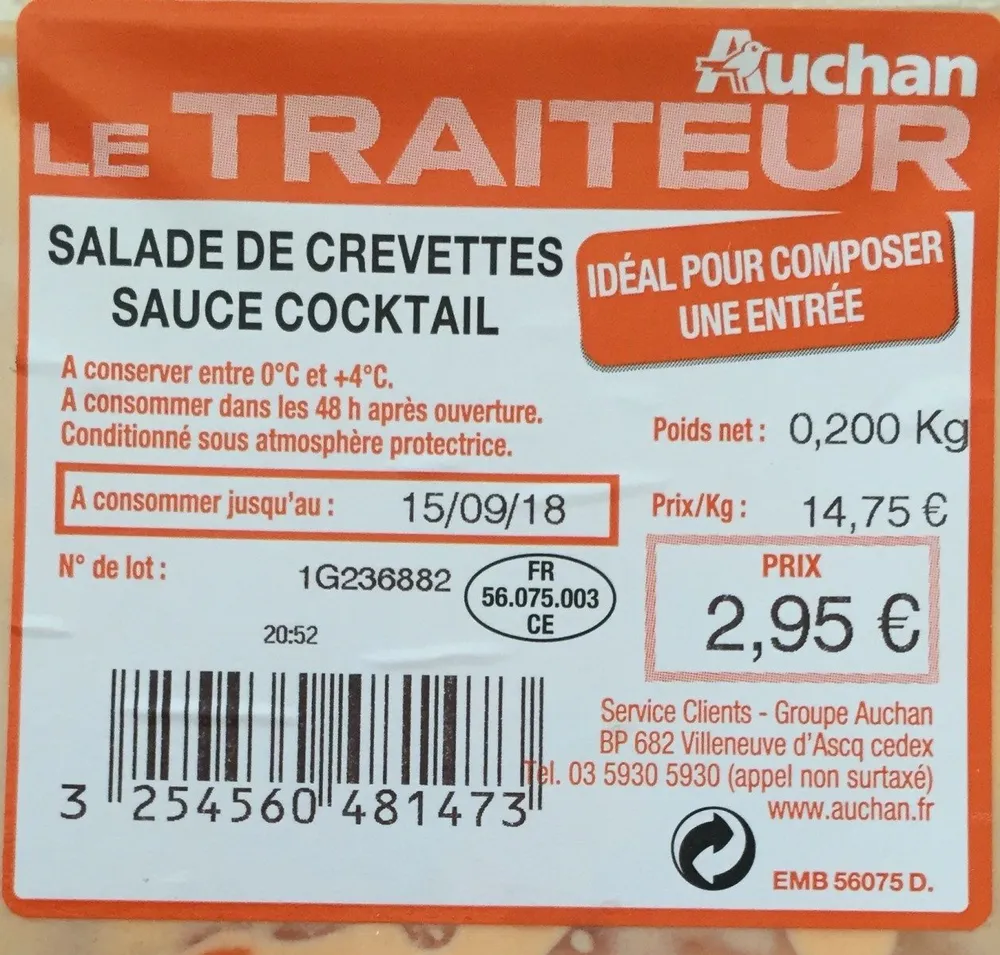 Salade de crevettes sauce cocktail