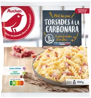 Torsades à la carbonara, crème fraîche et lardons