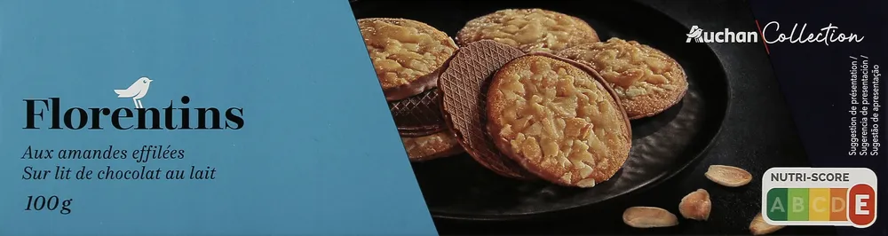 Florentins aux amandes effilées sur lit de chocolat au lait