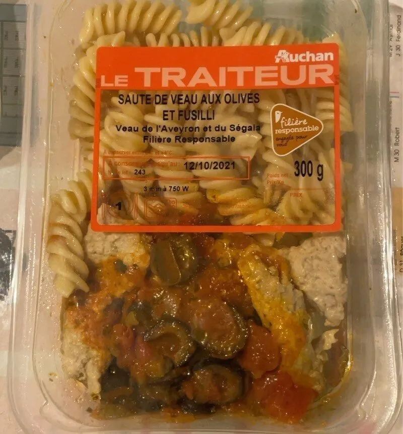 Saute de veau aux olives et fusili