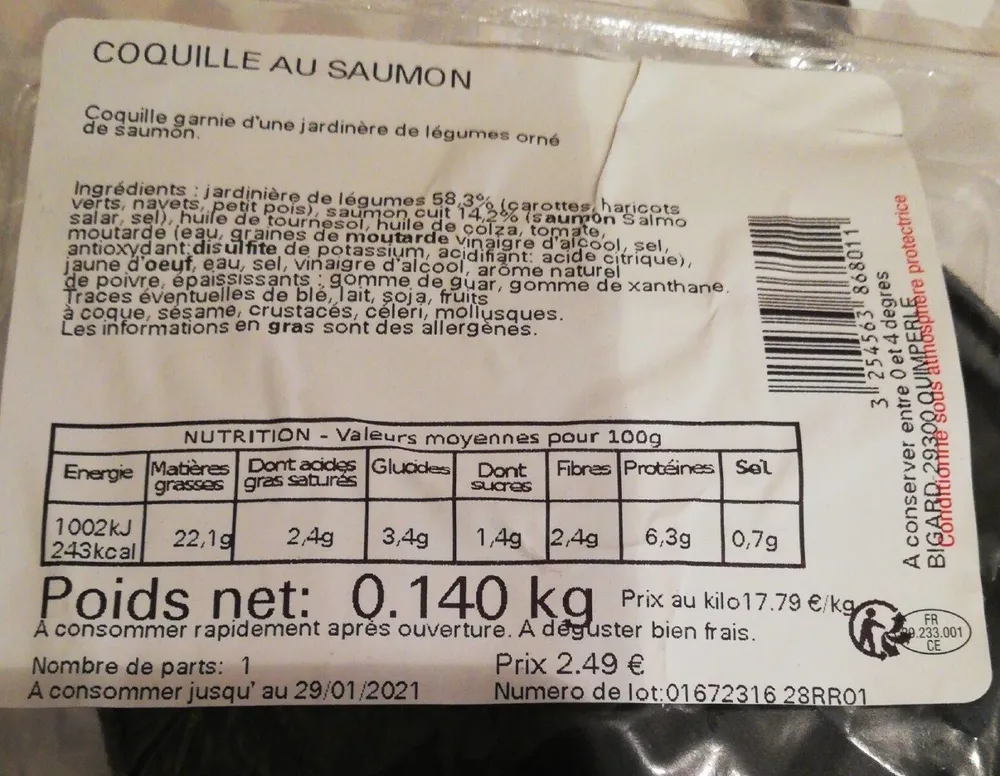 Coquille de saumon