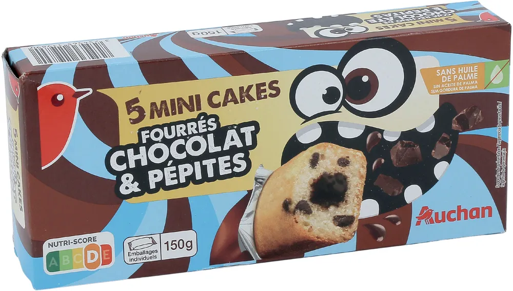 5 mini cakes fourrés chocolat et pépites