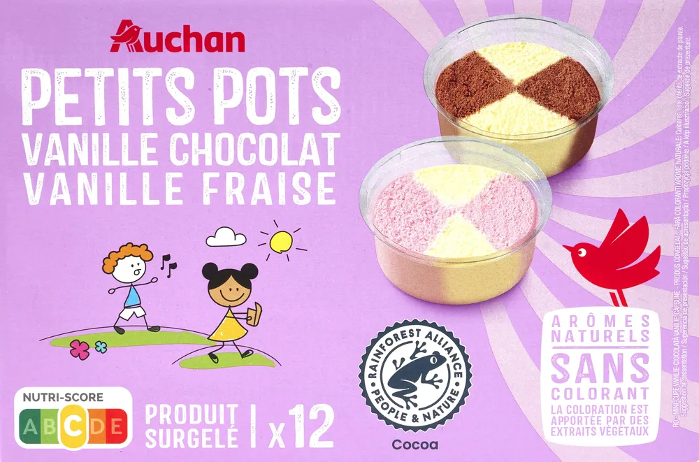 Petits pots vanille / chocolat vanille / fraise
