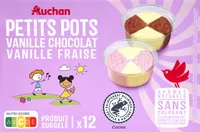 Petits pots vanille / chocolat vanille / fraise