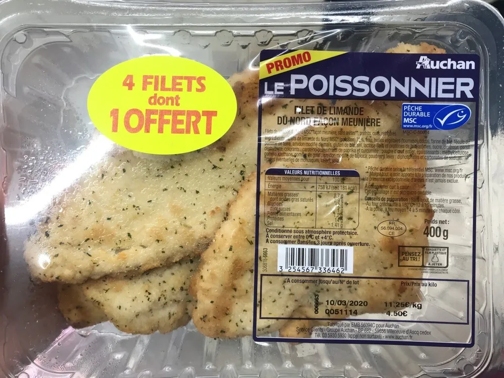 Filet de limande du nord facon meunière