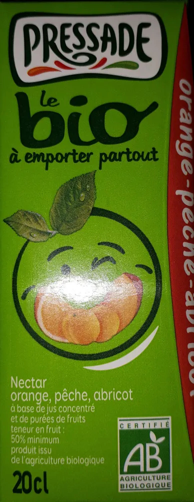 Le bio - Nectar orange pêche abricot