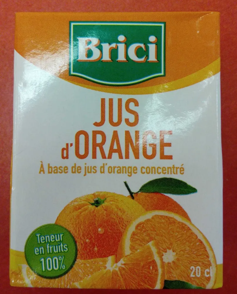 Jus d'orange à base de jus d'orange concentré