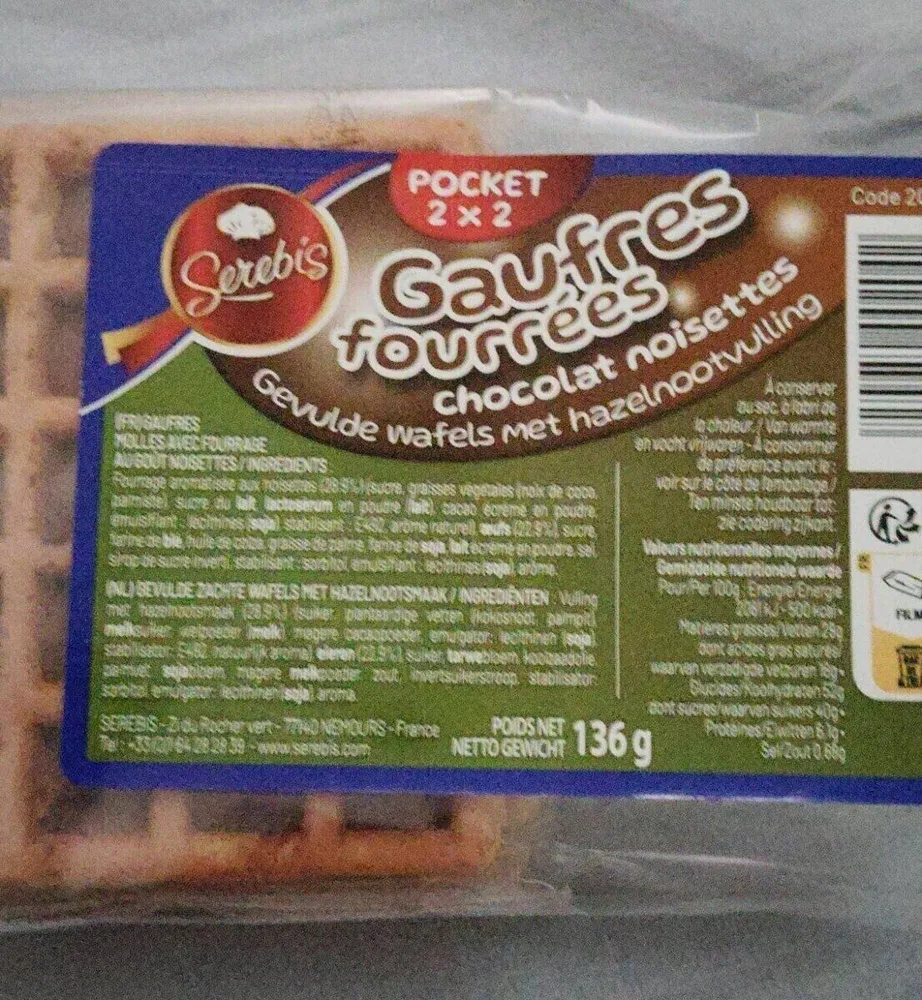 Gaufres fourrées chocolat noisette