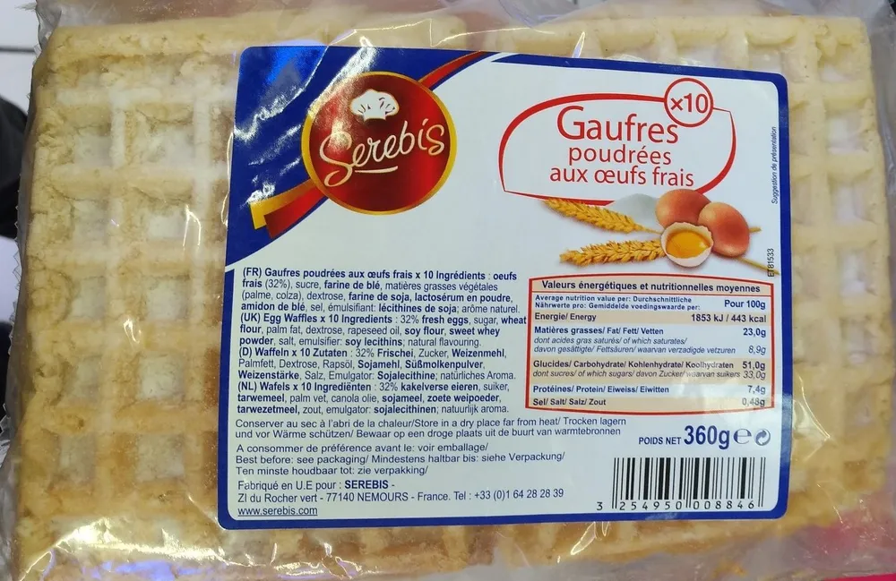 Gaufres poudrées aux œufs frais