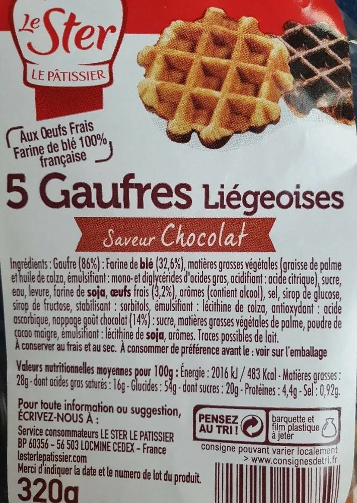 Gaufres liégeoises saveur chocolat