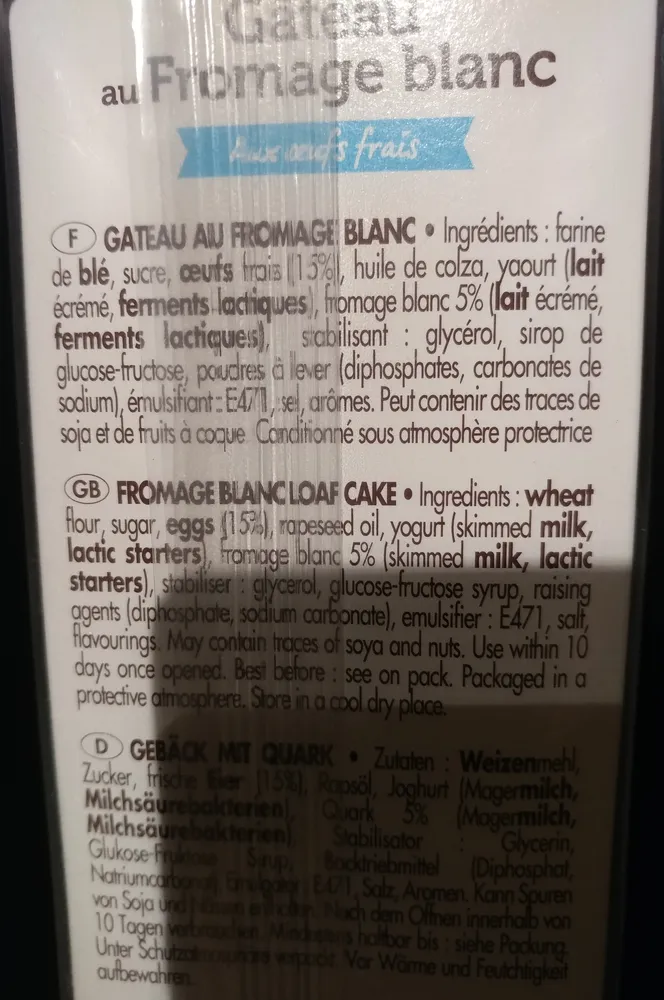 Barre Au Fromage Blanc Et Aux Oeufs Frais