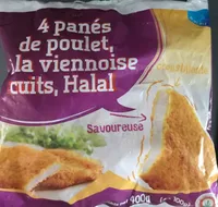 4 panés de poulet à la viennoise cuits,Halal