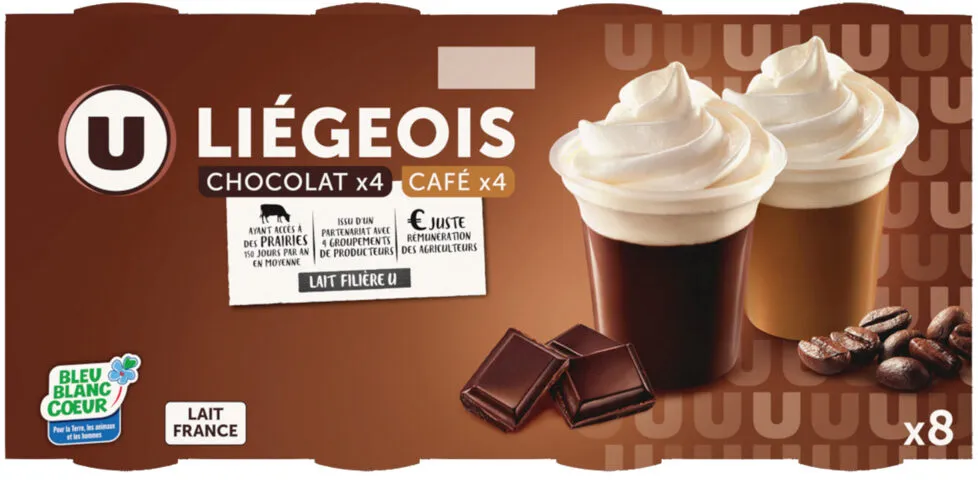 Dessert liégeois chocolat et café et crème fouettée 8x100g