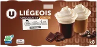 Dessert liégeois chocolat et café et crème fouettée 8x100g