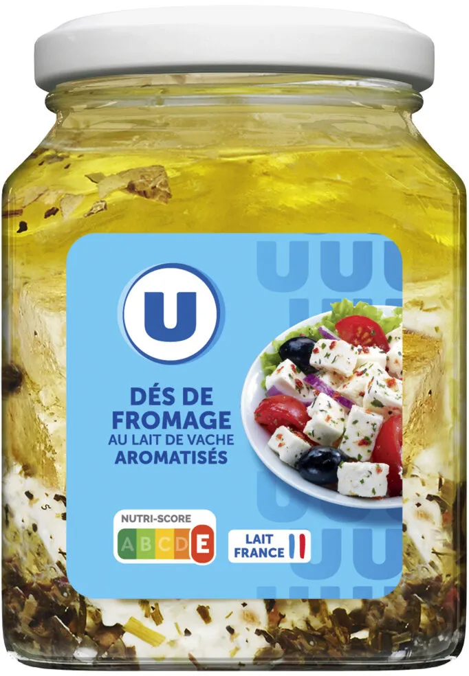 Fromage pasteurisé lait de vache dés aromatisés 60%mg bocal 300g