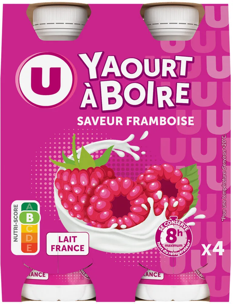 Yaourt à boire sucré saveur framboise