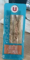 Sandwich duo pain spécile, garni de sauce au yaourt, salade, saumonfumé et cuit 8,8%mg MARQUE