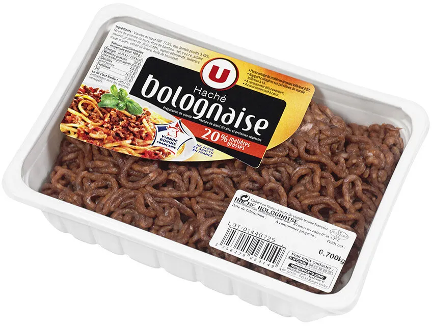 Viande hachée bolognaise, 20% MAT.GR.