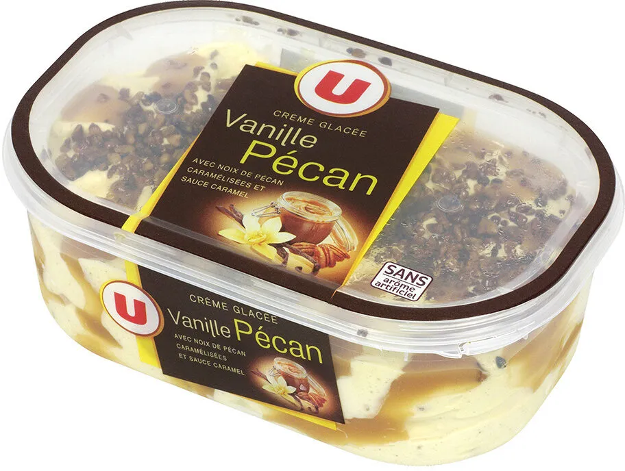 Crème glacée vanille, noix de pécan et caramel