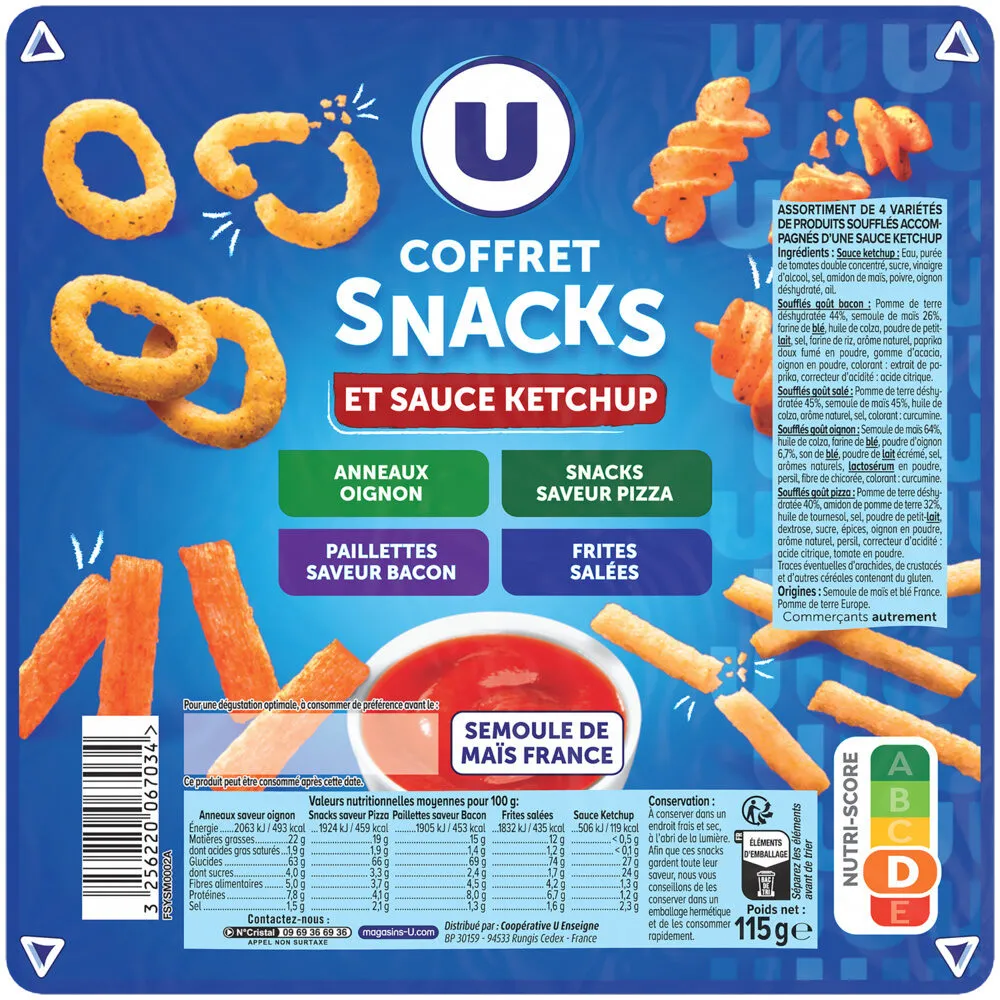 Biscuits apéritifs Coffret snacks et sauce ketchup sachet de 115g