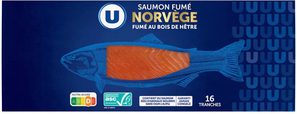 Saumon fumé Atlantique, Norvège- 16 tranches , 600g