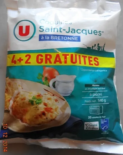 Coquilles Saint-Jacques* à la Bretonne (4 + 2 Gratuites), Surgelé